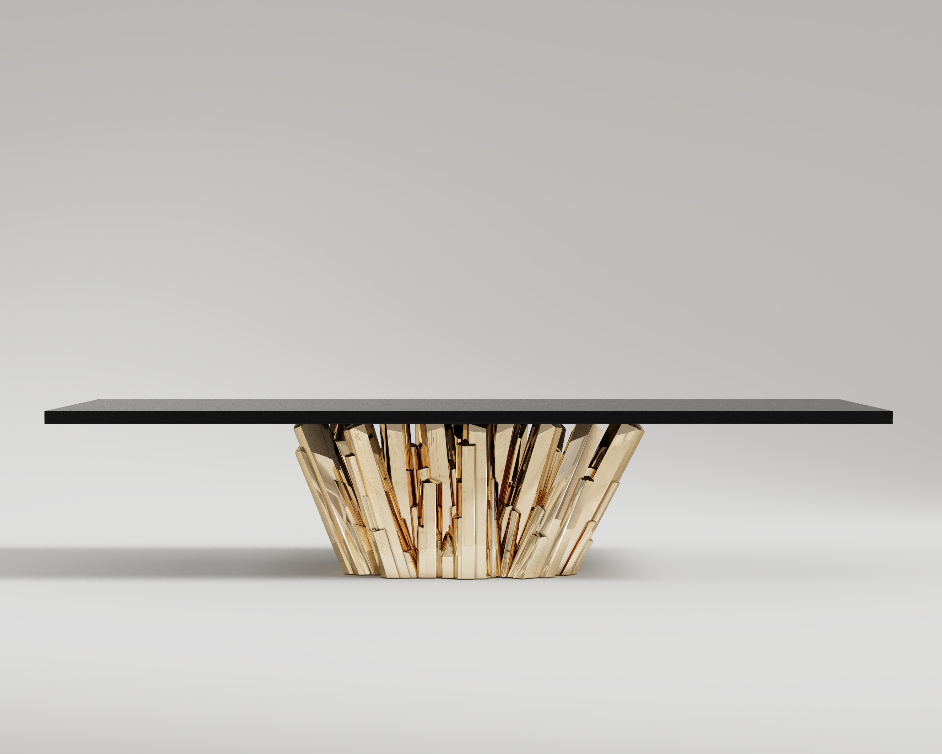 Meta Crystal Dining Table Eye-catching glossy bronze base and gorgeous piano black table top