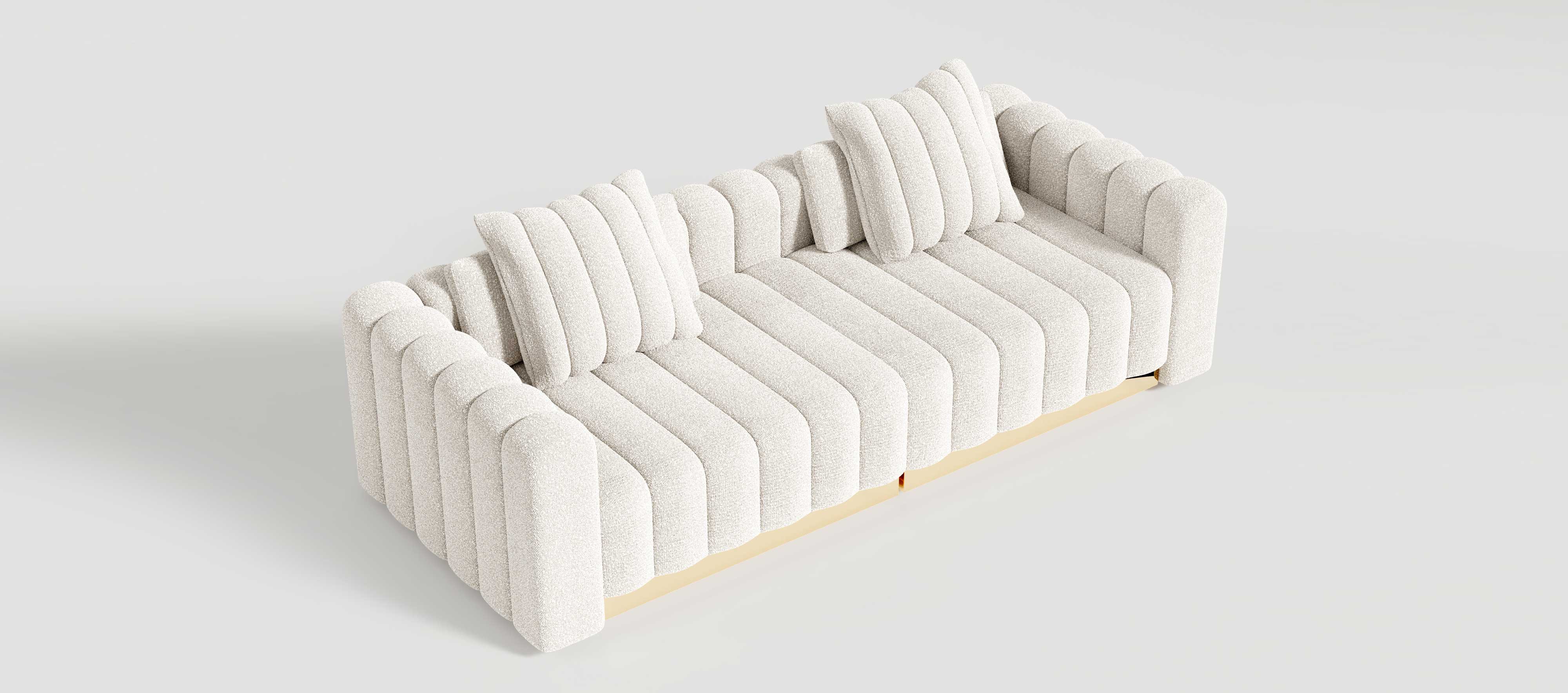 El Mar Modular Sofa with Polished Bronze and white Fabric