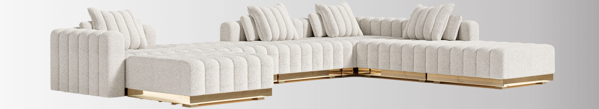 El Mar Modular Sectional Sofa with Polished Bronze and Fabric