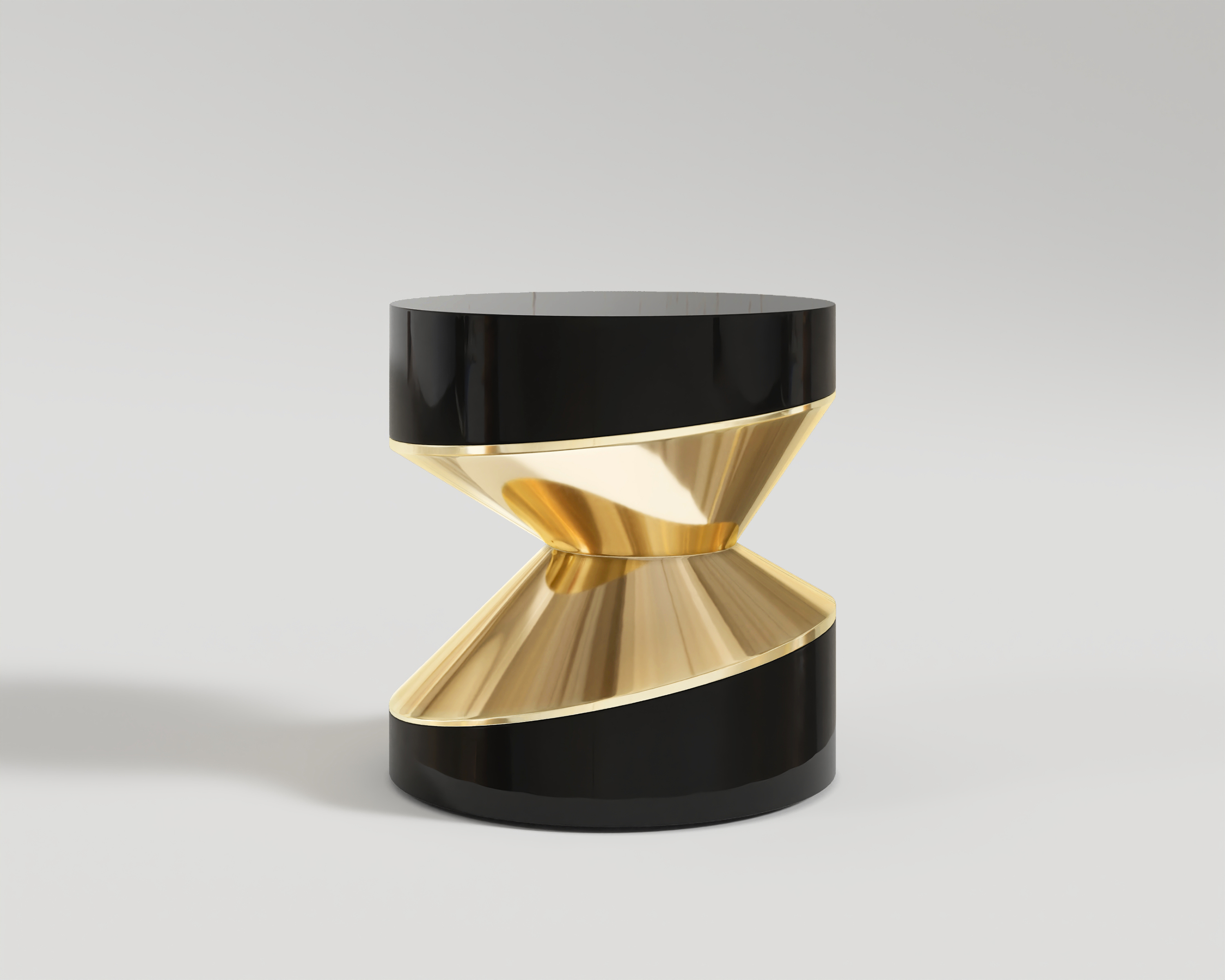 Linkage Side Table Black Lacquer and Polished Bronze