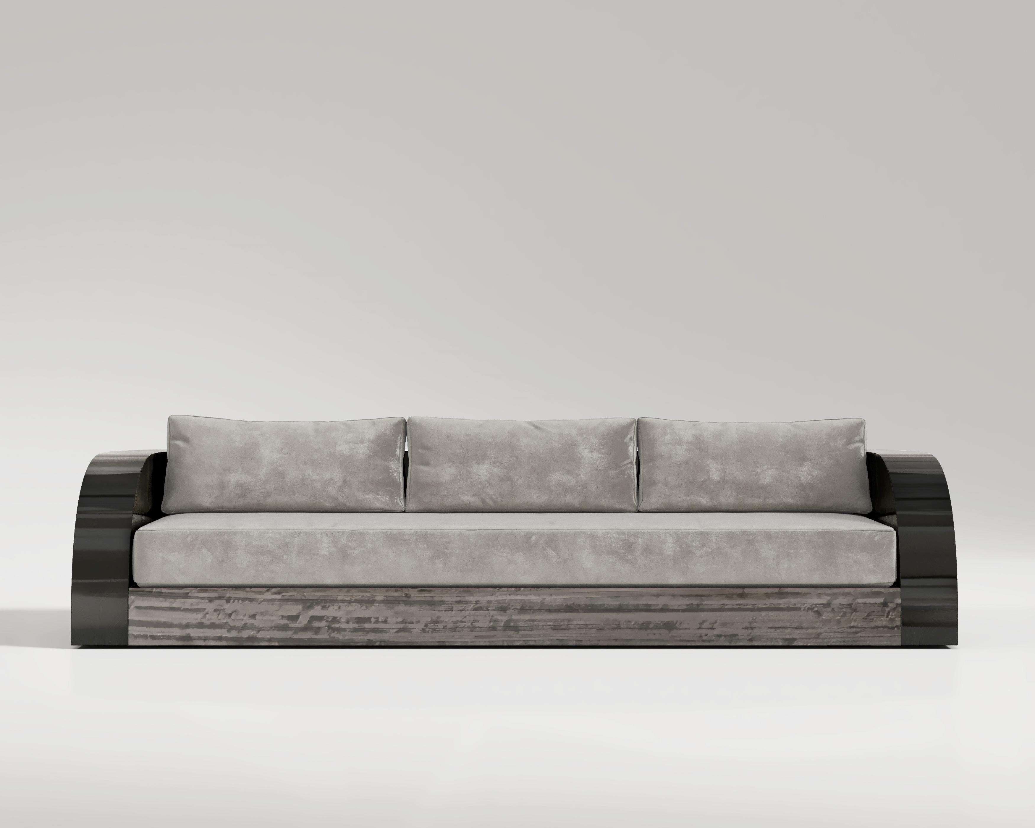 Magno Sofa Black Lacquer and fabric and veneer