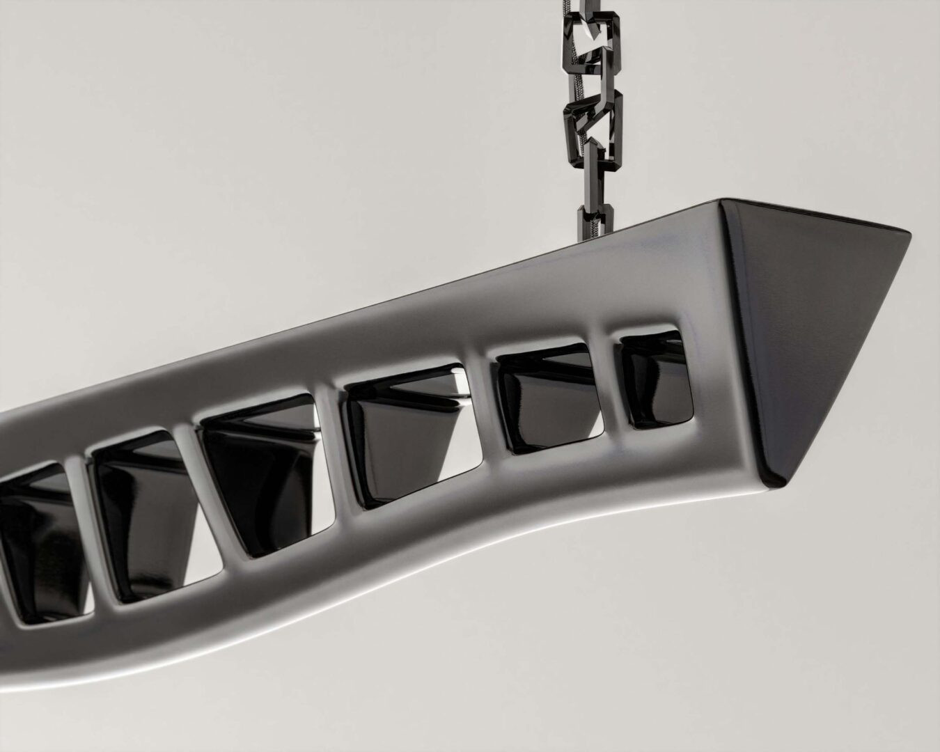 Barracuda chandelier in black lacquer frame detail shot
