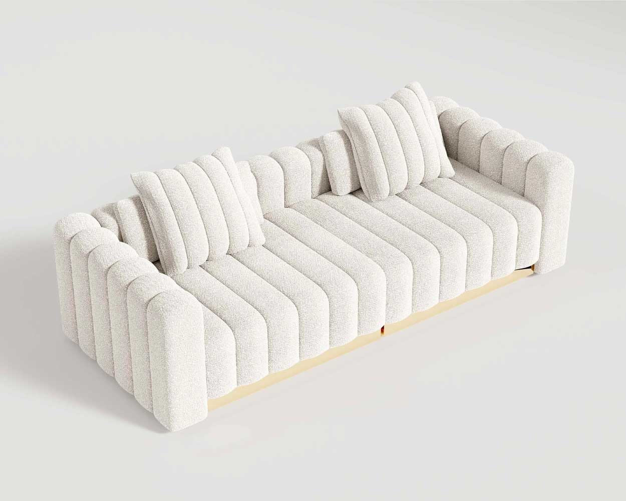 top angle shot of a El Mar sofa in a white boucle fabric