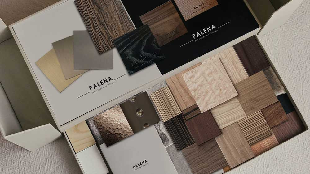 different type of wood samples with Palena logo